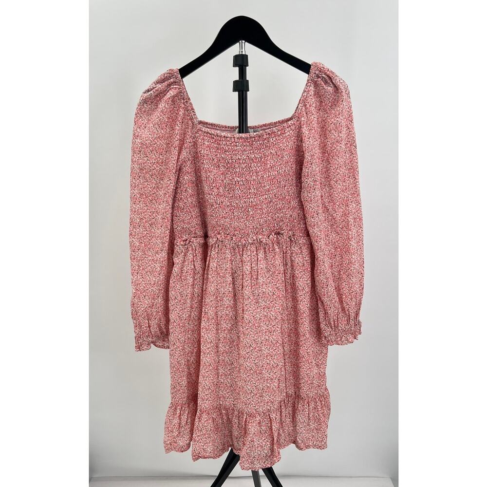 Vineyard Vines Girls Pink Floral Smocked Long Sleeve Dress XL 16 - Picture 3 of 5